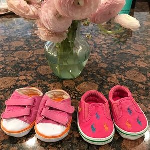 Pink Ralph Lauren Crib baby shoes size 0. Hardly used
